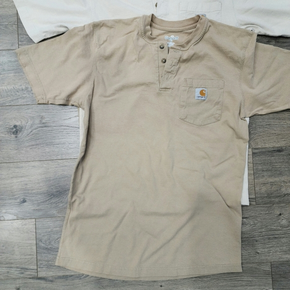 🛍 2/$25- 4 Carhartt Loose Fit Heavyweight ShortSleeve Pocket Henley TShirts Men - Picture 5 of 10